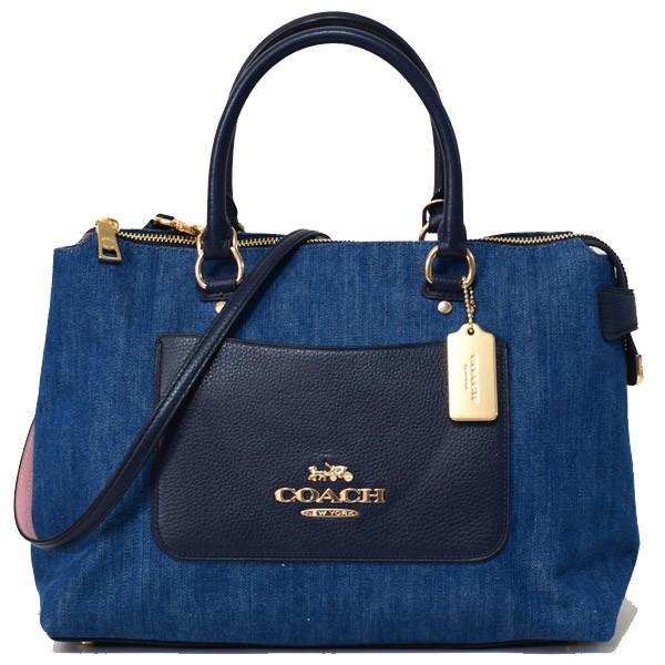 COACH コーチ バッグ デニム ペブルレザー エマ サッチェル 2WAY