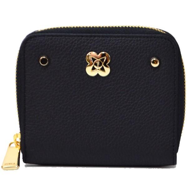 FURLA（フルラ） 財布 レザー スタッズ リベット ジップ コンパクト 
