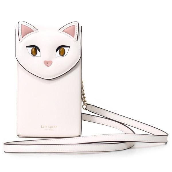 ケイトスペード バッグ katespade スムースイタリアンレザー CATS コラボ フォン iPhone ケース ポーチ 斜めがけ ショルダーバッグ パーチメント 8ARU6827