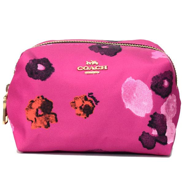 ✨️化粧箱付き✨️美品✨COACH ポーチ 花柄 フラワー ブラック PVC コーチ ポーチ ワイルドフラワー コスメポーチ 小物入れ A2148