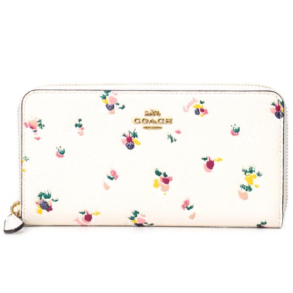 COACH（コーチ） 長財布 ぺブルレザー フローラル 花柄 ロゴ ロング