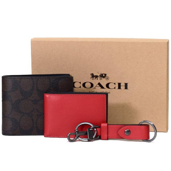 コーチ 財布 Coach メンズ コーティングキャンバス カーフレザー シグネチャー 財布 カードケース キーホルダー マホガニー ブライトカーディナル C6790 C6790 ブランド専門店 アウトレット365 通販 Yahoo ショッピング