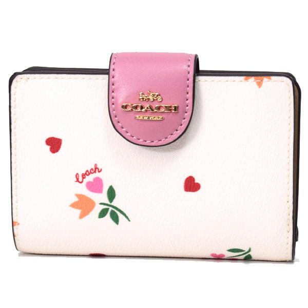 コーチ 財布 COACH コーティングキャンバス レザー 花柄 チューリップ