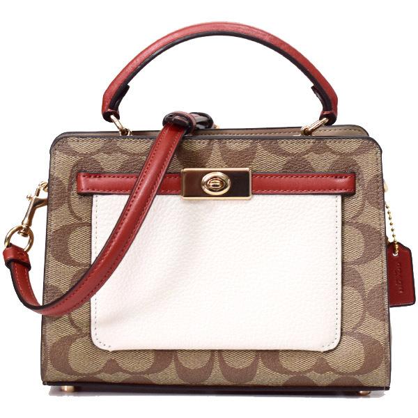 COACH コーチ 2wayハンドバッグ キャンバス シグネチャー ライトカーキ 