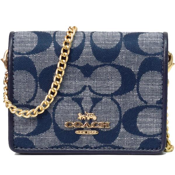 COACH コーチシグネチャーデニムレザーウォレット COACH コーチ 財布 シャンブレー デニム シグネチャー チェーン