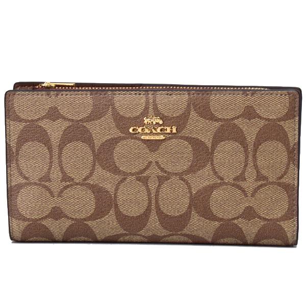 未使用✨COACH 長財布 二つ折り シグネチャー柄 コーデッドキャンバス 茶系 COACH（コーチ） 長財布 コーティングキャンバス レザー シグネチャー