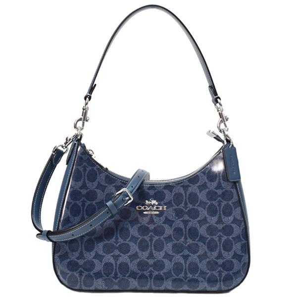 コーチ バッグ COACH パテント コーティングキャンバス レザー シグネチャー テリ ホーボー ロゴ 2way クロスボディ 斜め掛け ショルダー ハンド バッグ ダークデニム CAK28 COACH（コーチ） バッグ パテント コーティングキャンバス レザー