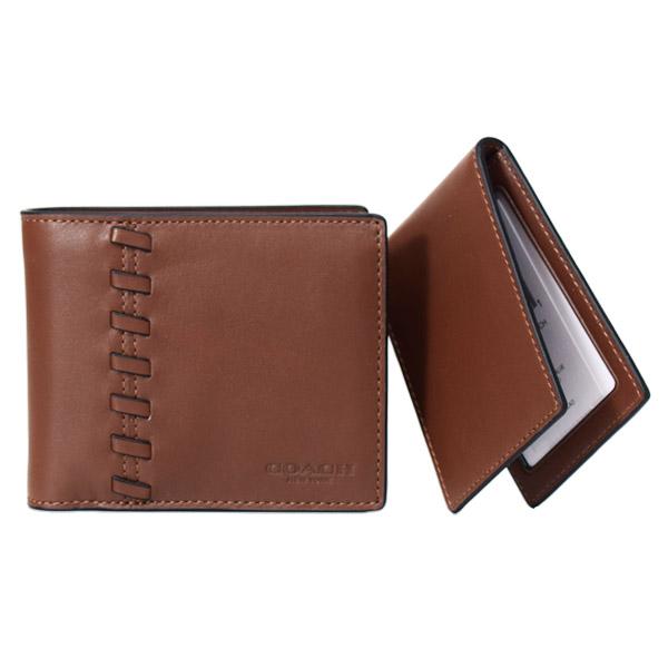 コーチ メンズ 財布 COACH レザー ウィップステッチ ロゴ スリーインワン ウォレット コンパクト ID カードケース付き 2点セット 二つ折り財布 サドル CBE04 COACH（コーチ） メンズ 財布 レザー ウィップステッチ ロゴ スリー
