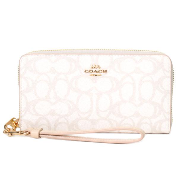 【新品・未使用】COACH ホワイト/ピンク 長財布 型番:CBO02 COACH（コーチ） 長財布 コーティングキャンバス レザー シグネチャー