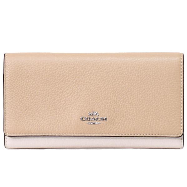 COACH（コーチ） 長財布 ぺブルレザー カラーブロック スリム トライ