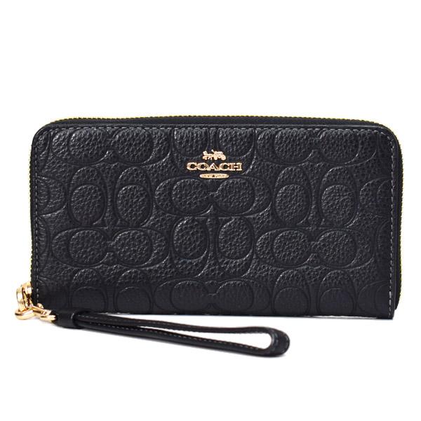 COACH（コーチ） 長財布 ぺブルレザー シグネチャー 型押し リスト