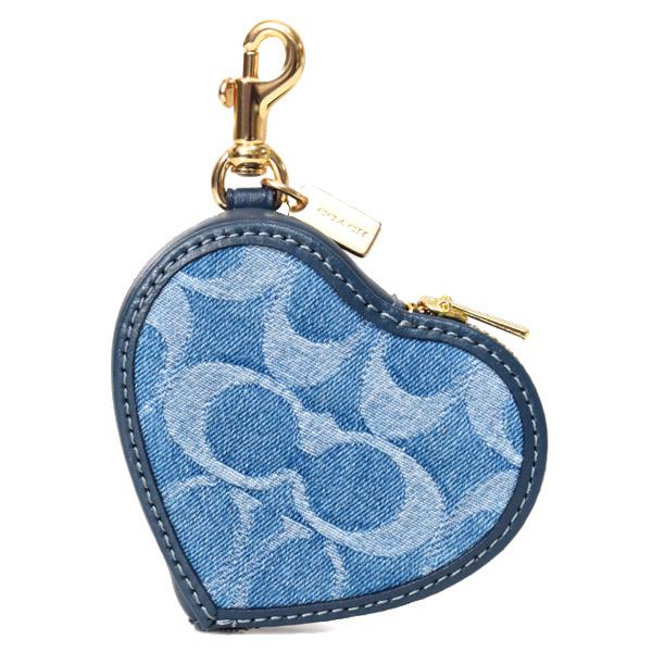 COACH（コーチ） キーホルダー デニム レザー シグネチャー ハート型