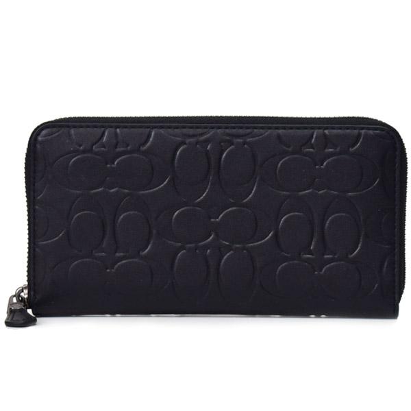 【10/16まで限定価格】COACH 長財布 CE551 ブラック COACH（コーチ） メンズ 長財布 カーフレザー シグネチャー 型押し