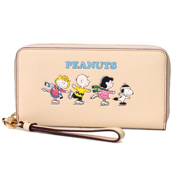 COACH（コーチ） 長財布 スヌーピー ぺブルレザー ピーナッツ コラボ