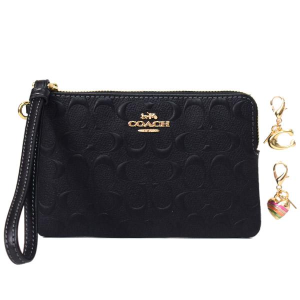 COACH（コーチ） ポーチ スムースカーフレザー シグネチャー 型押し