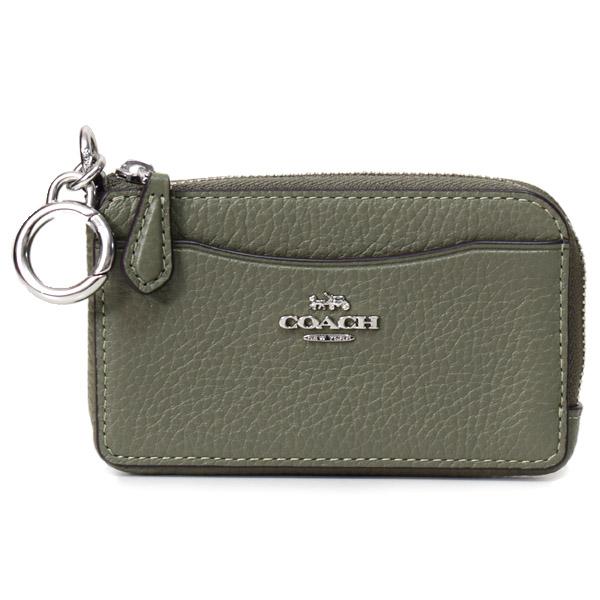 COACH コーチ コインケース ぺブルレザー キーリング付き L字