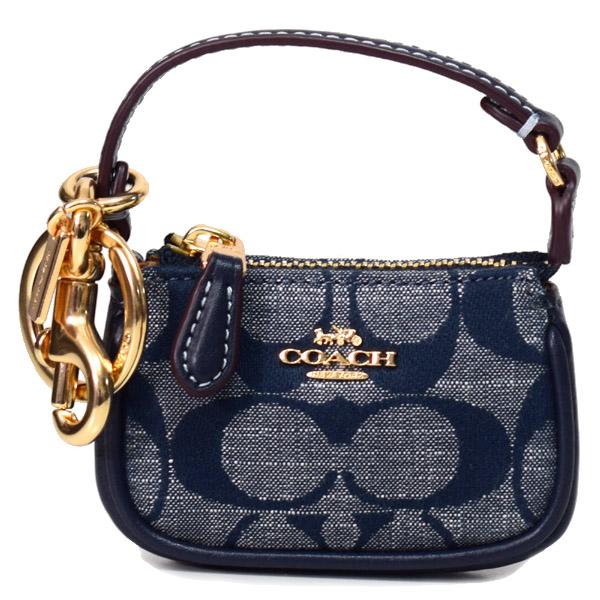 コーチ COACH ハンドバッグ シグネチャー ミニバッグ アクセサリーポーチ 6371 ネイビー 美品 シグネチャー】コーチ アクセサリーポーチ ワンショルダー ミニ