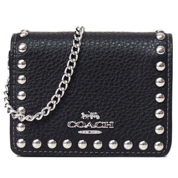 COACH（コーチ） 財布 ぺブルレザー スタッズ ロゴ チェーン