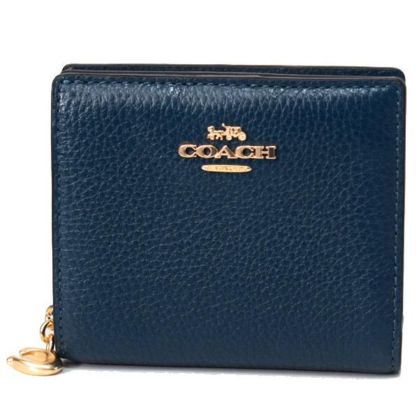 COACH（コーチ） 財布 ぺブルレザー ロゴチャーム スナップ ウォレット