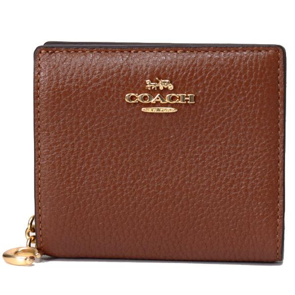 COACH（コーチ） 財布 ぺブルレザー ロゴチャーム スナップ ウォレット