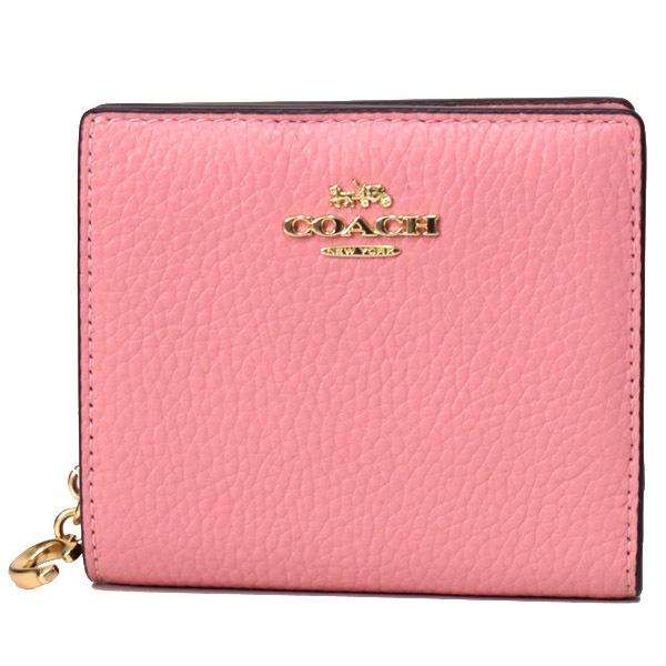 COACH（コーチ） 財布 ぺブルレザー ロゴチャーム スナップ ウォレット