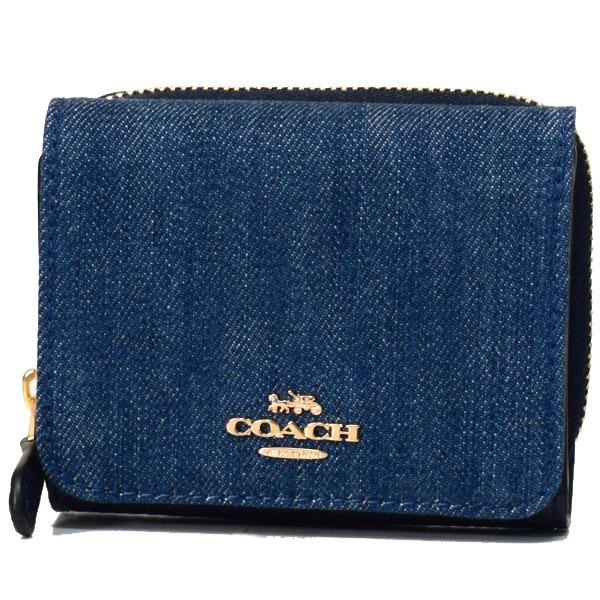 COACH コーチ ミニトライフォールド ウォレット デニム ブルー COACH