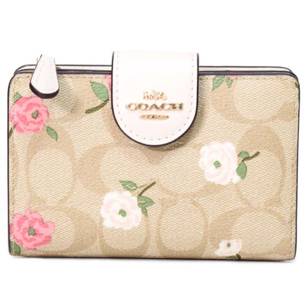 COACH CR968 花柄 二つ折り財布 COACH（コーチ） 財布 コーティングキャンバス レザー シグネチャー 花