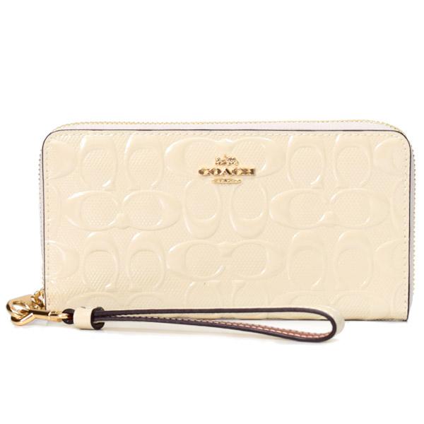 COACH コーチ 長財布 CT921 ホワイト シグネチャー COACH（コーチ） 長財布 パテントレザー シグネチャー ロゴ 型押し