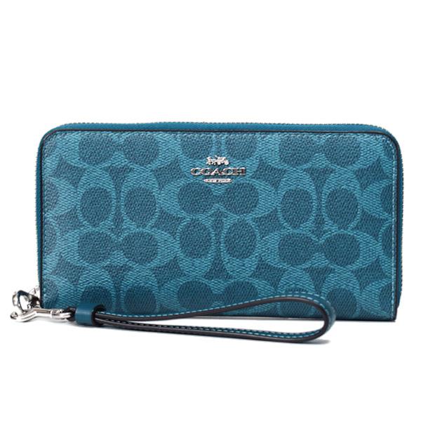 COACH コーチ 長財布 ブルー アクア AQUA COACH（コーチ） 長財布 コーティングキャンバス レザー シグネチャー