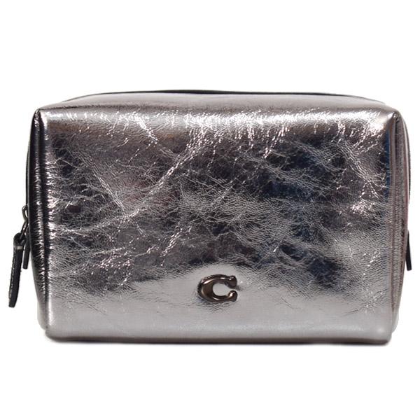 COACH（コーチ） コスメポーチ レザー メタリック エッセンシャル ロゴ