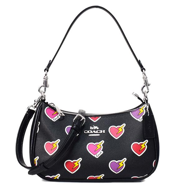コーチ バッグ COACH ハートボルト PVC レザー テリ ロゴ 2way クロスボディ 斜め掛け ショルダー ハンドバッグ ブラックマルチ CY346 COACH（コーチ） バッグ ハートボルト PVC レザー テリ ロゴ 2way