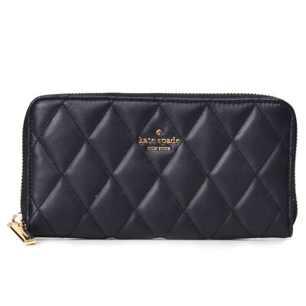 【新品】kate spade 黒レザーキルティング長財布 kate spade NEW YORK ケイトスペード 長財布 katespade レザー