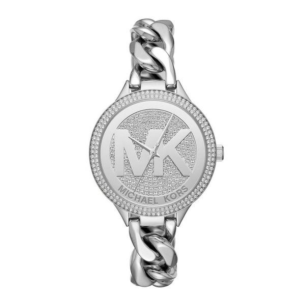 【電池新品の美品】マイケルコースのミニパーカー☆ラインストーン×クロノグラフ☆ MICHAEL KORS（マイケルコース） 時計 パーカー チェーン ロゴ