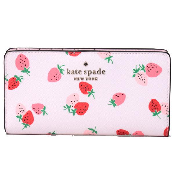 新品 kate spade 二つ折財布 花柄 新作 いちご 母の日ウォレット