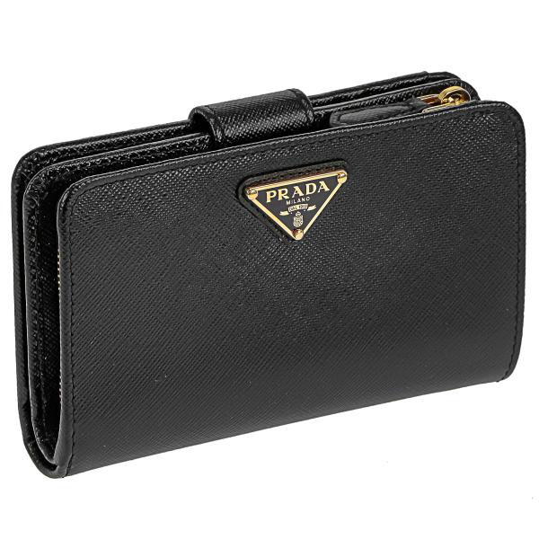 PRADA プラダ 二つ折り財布 財布 レディース アウトレット ブラック 