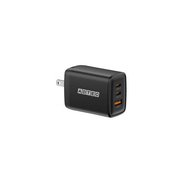 【新品/取寄品/代引不可】Power Delivery対応 GaN AC充電器/65W/USB Type-A 1ポート/Type-C 2ポート/ブラッ