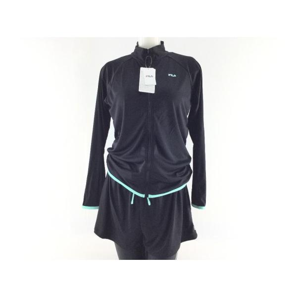 レディース水着 4点セット FILA 長袖トップス＆キュロット付タンク フィットネス水着 大きいサイズ 8L ミント