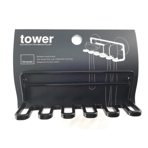 吸盤でピタッとくっつく、歯ブラシホルダータワー tower 山崎実業 03286 BT-TW F BKです。洗面所のシンク周りやお風呂場の壁面などに歯ブラシ5本をコンパクトに収納できる清潔な優れものオープンタイプなので掃除もしやすい！汚れた...