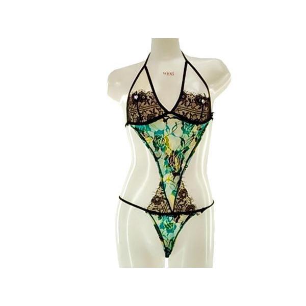 LALA グリーン レース ボディスーツ ショーツセット LALA グリーン レース ボディスーツ ショーツセット