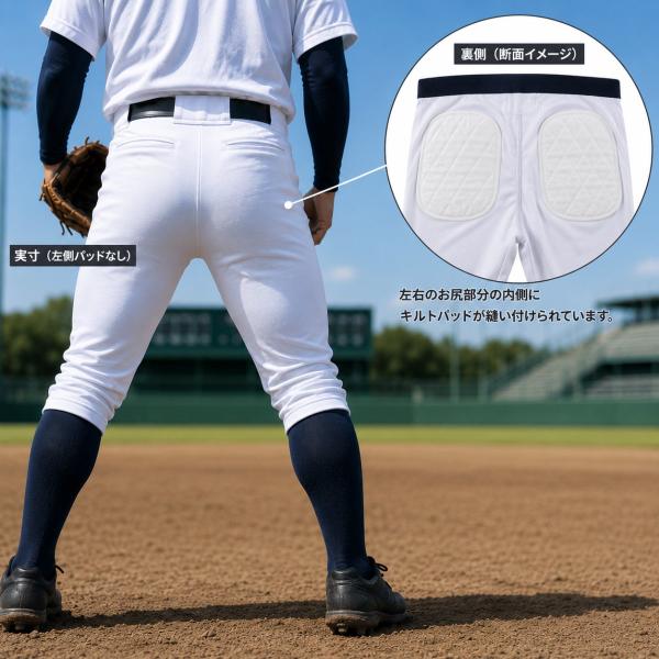 ヒップ用キルトパッド 野球用品 2枚組 ホワイト 送料250円