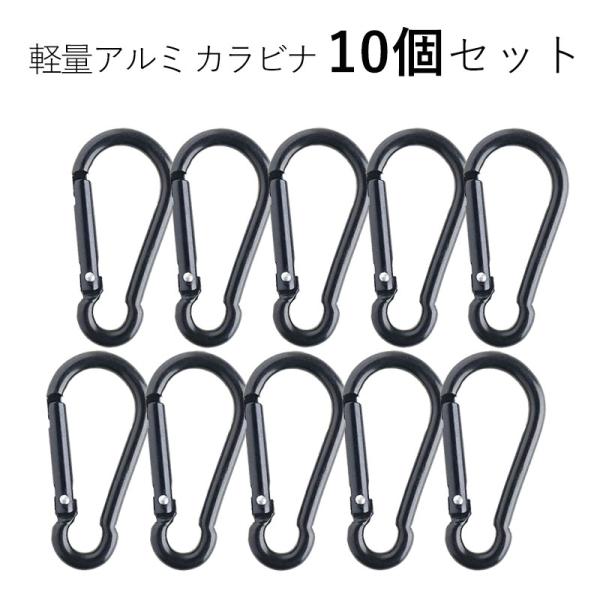 【送料無料】SHENKEL シェンケル カラビナ アルミ製 軽量 黒 ブラック 10本入り 47x23mm 耐荷重15kg Dリング フック