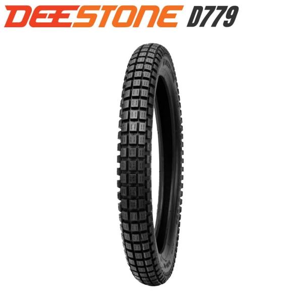 DEESTONE　D779　ブロックタイヤ　2.50-17品番：DS-D779-250メーカー：DEESTONE（ディーストーン）サイズ：2.50-17タイプ：チューブタイプ(TT)【仕様】速度記号/荷重表示：4PR LI/SS:38L標準...