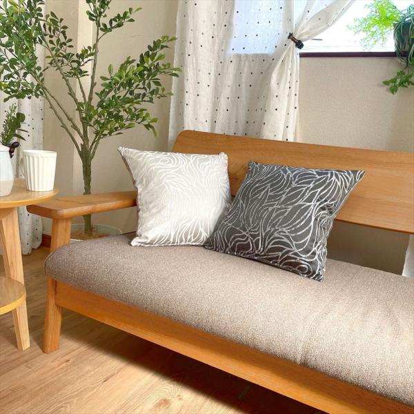 金鵄（きんし） クッションカバー 45×45 おしゃれ 北欧調 高級感 光沢