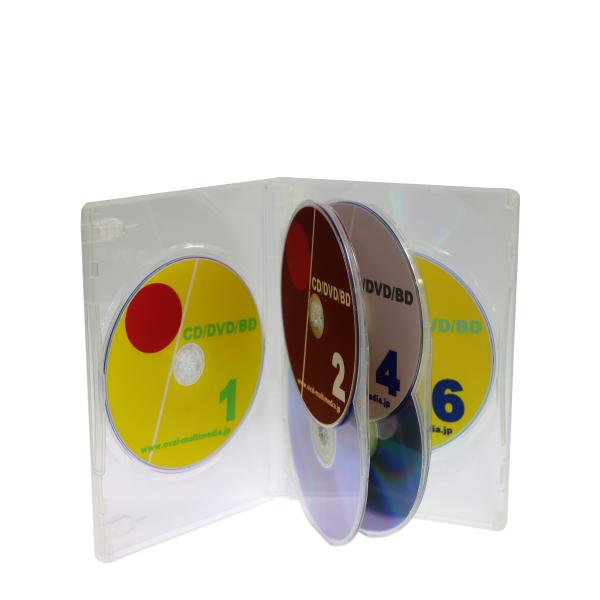 薄型 DVDケース 6枚収納 15mm厚 トールケース クリア 1個　ロゴ無し CD/ブルーレイ対応 オーバルマルチメディア(OvalMultimedia)