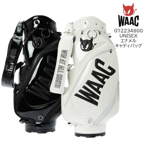 WAAC ワック UNISEX エナメル キャディバッグ ブラック ホワイト WAAC ワック UNISEX エナメル キャディバッグ ブラック ホワイト
