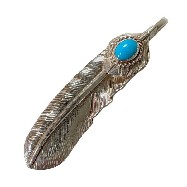 goro's ゴローズ 上銀銀縄ターコイズ付き特大フェザー 現行 左向き XL