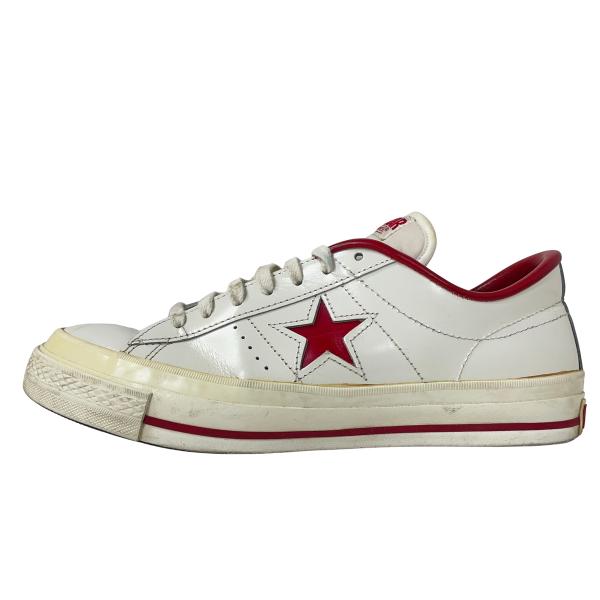 （美品）コンバース　ワンスター　日本製　ホワイト　レッド CONVERSE（コンバース） CONVERSE ONE STAR J ワンスター レザー