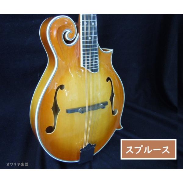 フラットマンドリンは、Gibsonの歴史的な銘器で培われ、受け継がれてきました。USJ　KINGはフラットマンドリンの伝統的スタイルで製造しています。・総単板表板、裏板、側板（サイド）全てに単板（一枚板）を使用した総単板です。音の響き、鳴り...