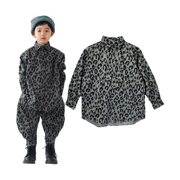 nunuforme（ヌヌフォルム） 子ども服 nunuレオパシャツ チャコール×ブラック (120-145cm) メール便OK 2026秋冬