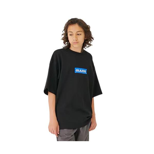 40%OFFセール SALE グラソス 半袖Tシャツ GLAZOS 【ヘビーウェイト天竺】BOX刺しゅうロゴTシャツ クロ ブラック メール便OK